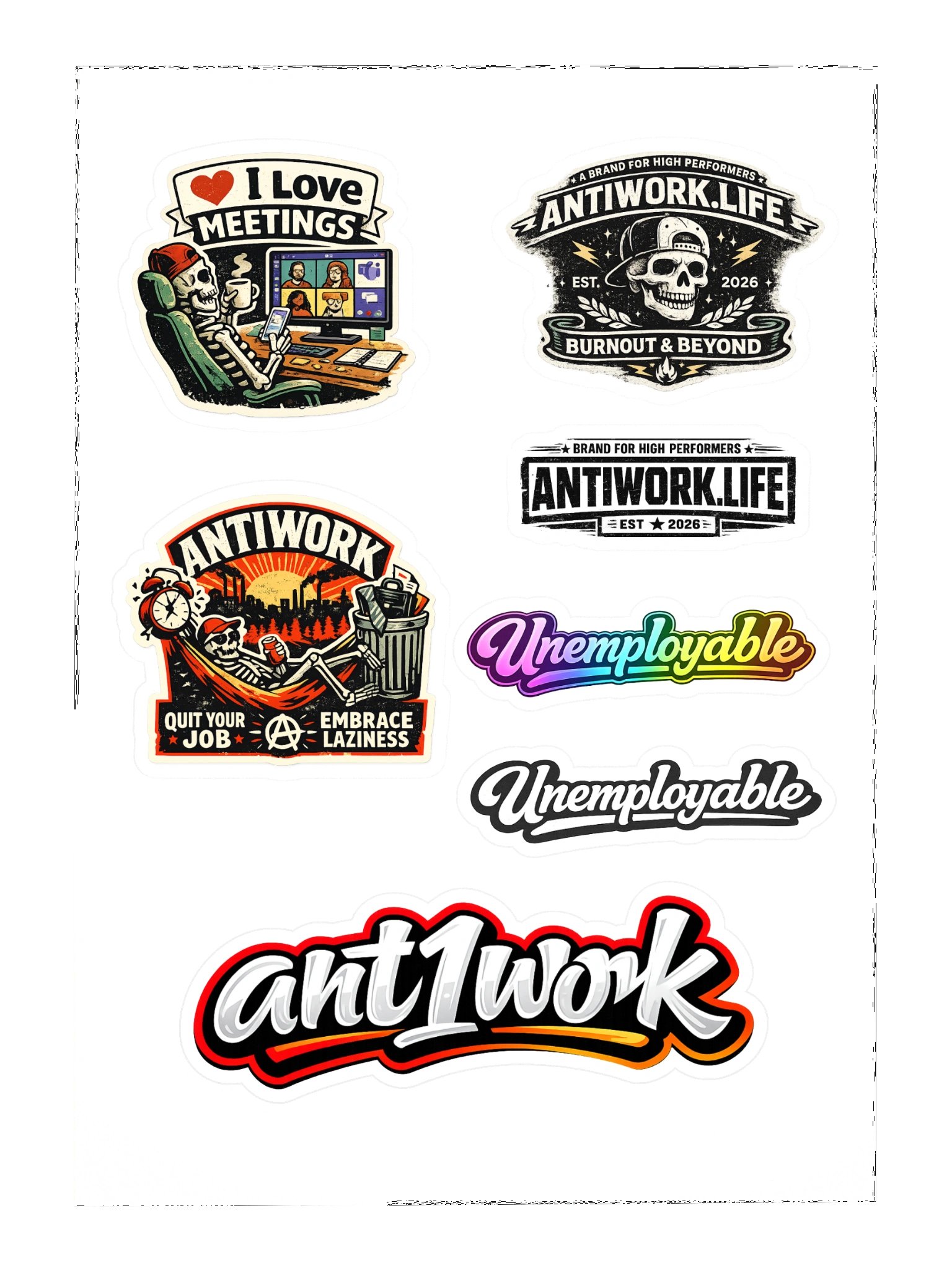 Set of antiwork stickers product image (3)