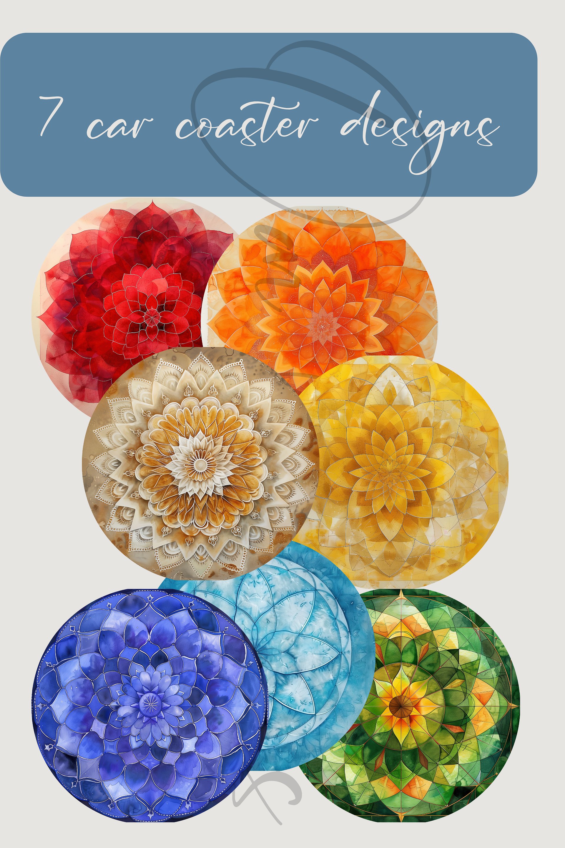 Free car coasters sublimation design, round png with transparent background product image (1)