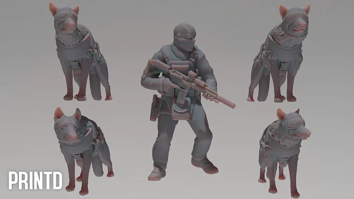 Nairobi Operator with K9 Dog Squad - Modern Warfare Wargame Hobby Resin Scale Models product image (2)