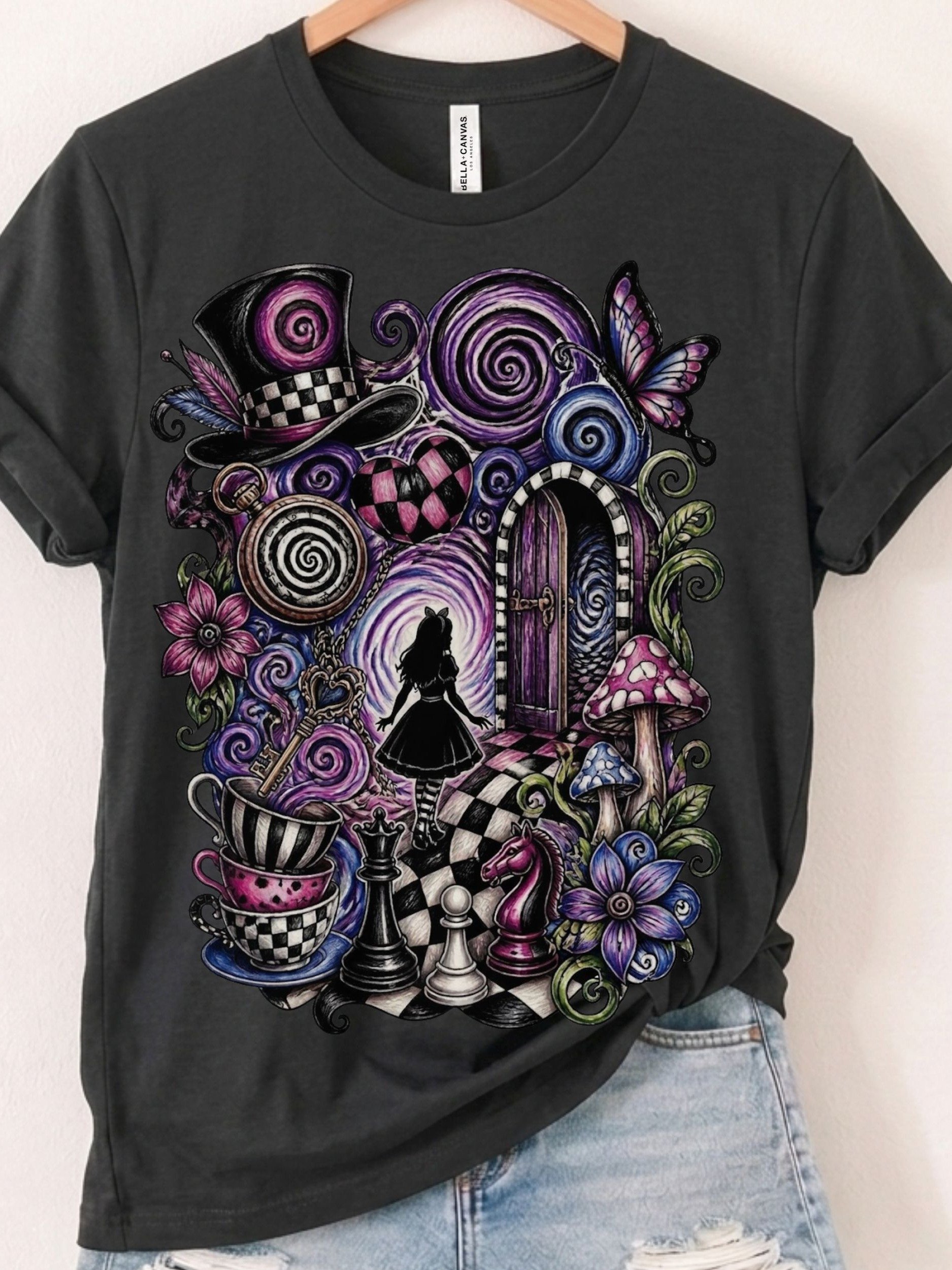 Wonderland Vortex Collage Shirt, Psychedelic Alice Whimsigoth Tee product image (1)
