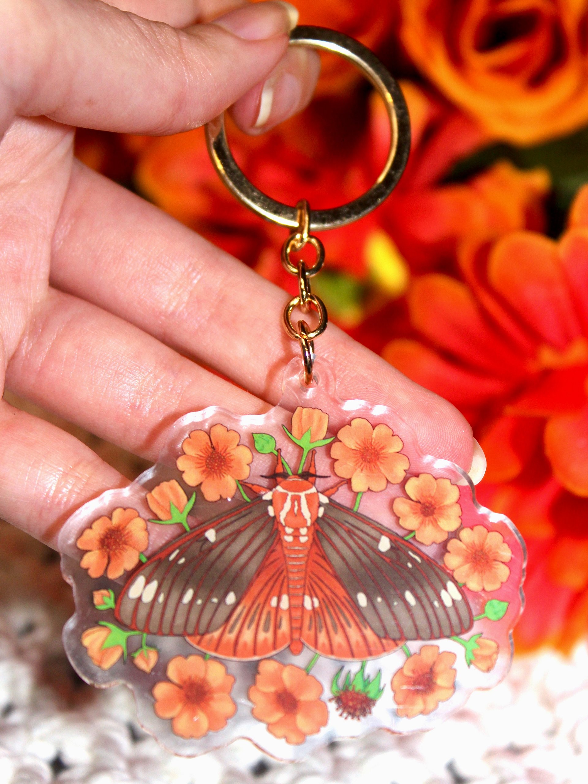 Floral Regal Moth Acrylic Keychain product image (4)