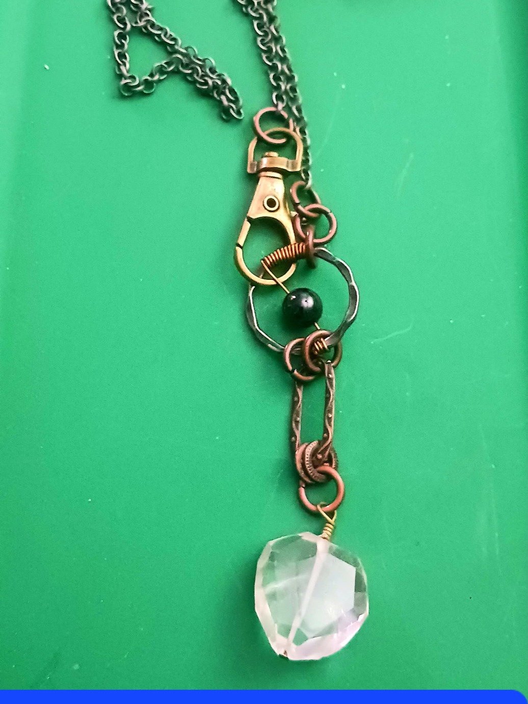 Mixed Metal Quartz Necklace - Artisan Handmade Gemstone Jewelry product image (3)