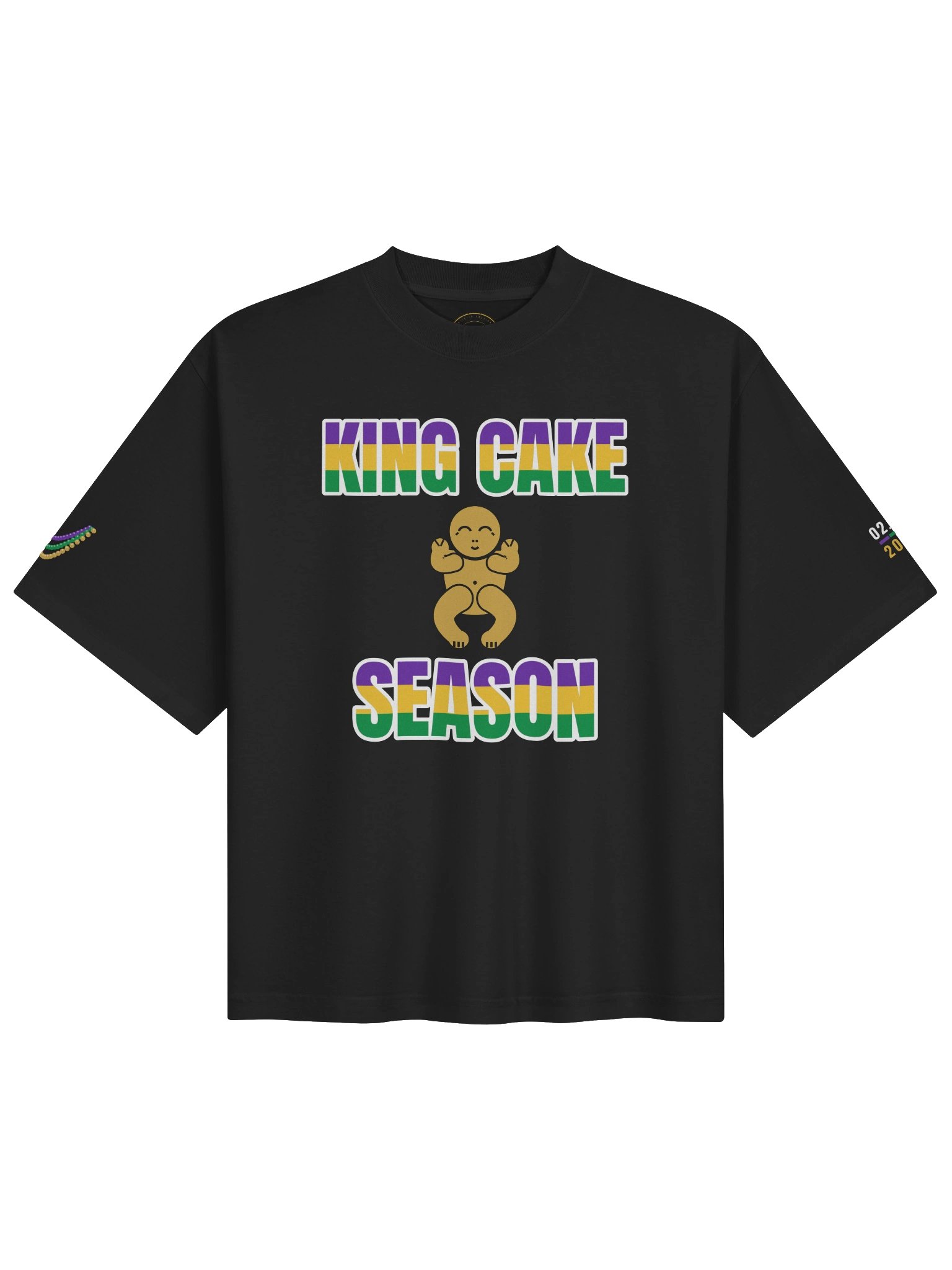 MARDI GRAS MMXXVII — King Cake Season · Tee · Black product image (1)