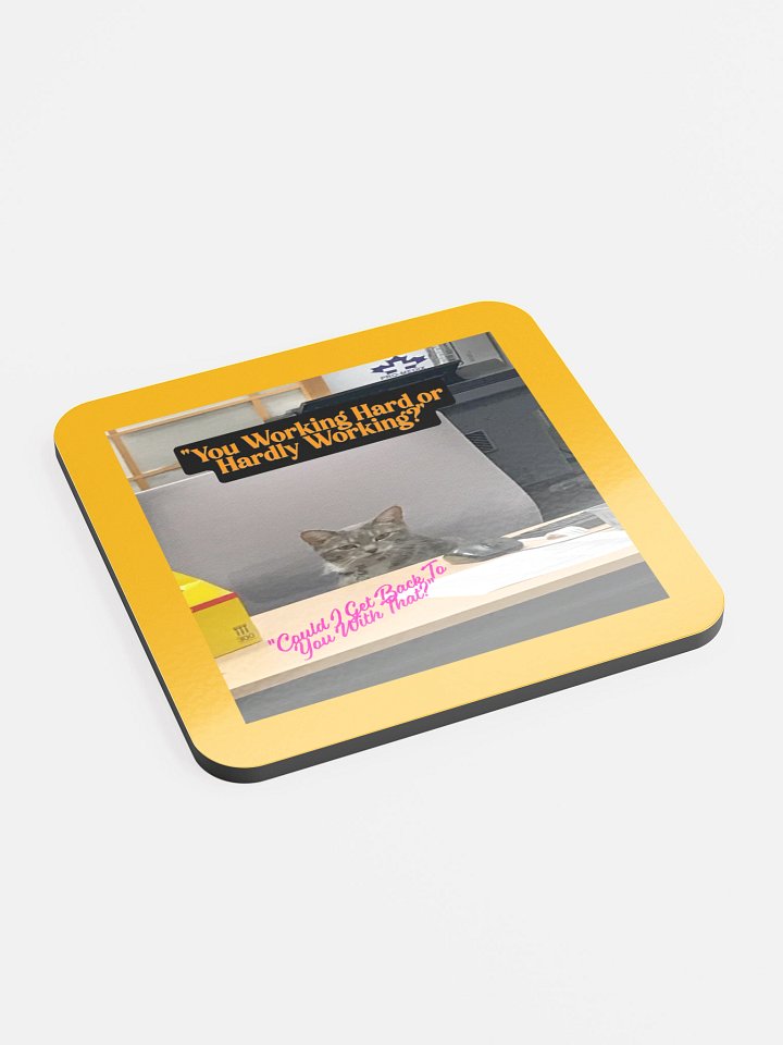 Hard Working Office Cat Cork Coaster product image (2)