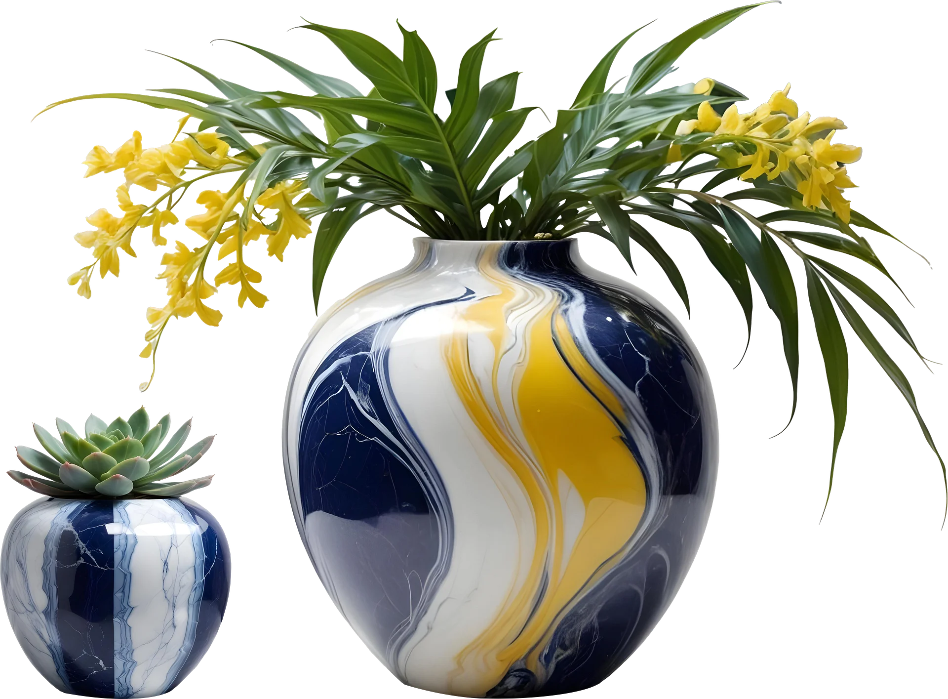 Marble Eternal – Set Sapphire Elegance Vase PNG 2 objects product image (1)