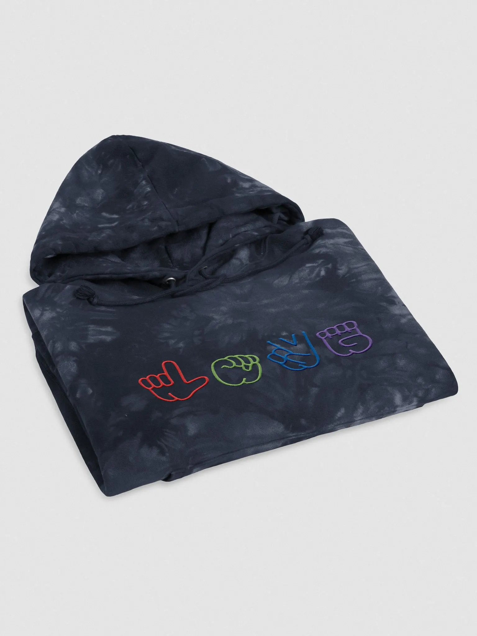 Rainbow Love ASL Tie-Dye Embroidered Hoodie product image (3)
