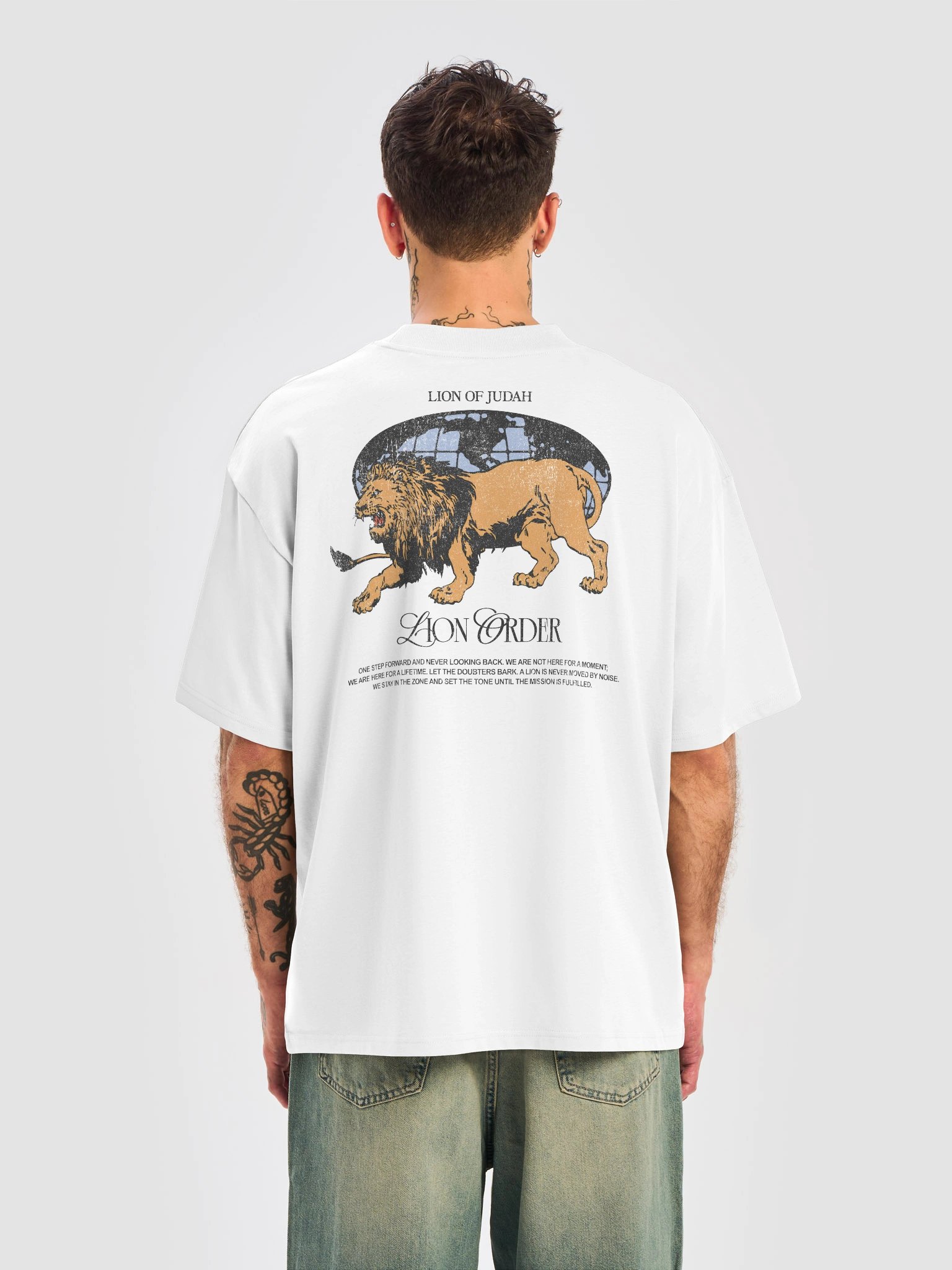 "One Step Forward" Premium Oversized T-Shirt in White product image (6)