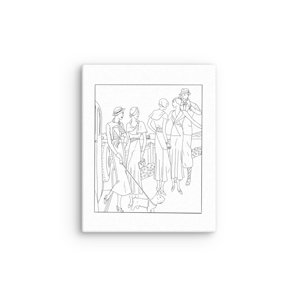 Art Goût Beauté, 1932 — An Elegant Walk with a Dog | Color Your Own Canvas Print product image (7)