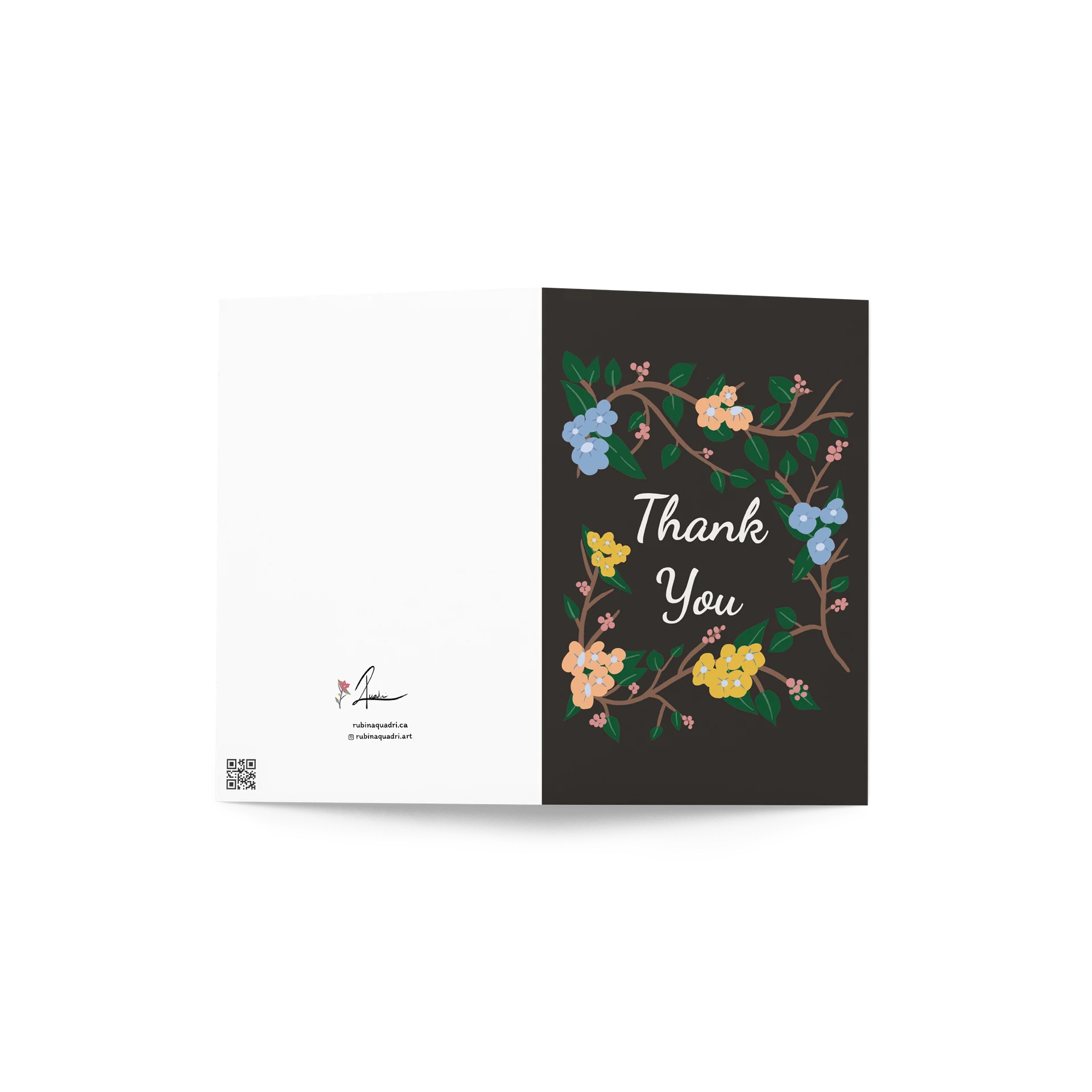 Thank You Botanical Garland - Pink, Yellow & Blue on Dark Espresso product image (2)