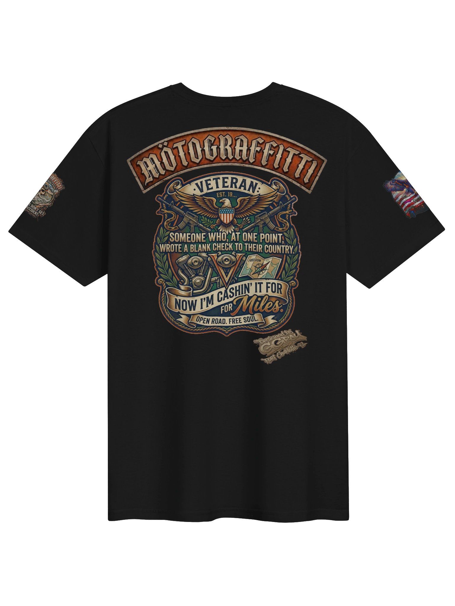 MötoGraffitti Just a Veteran Cashin In T-Shirt product image (7)
