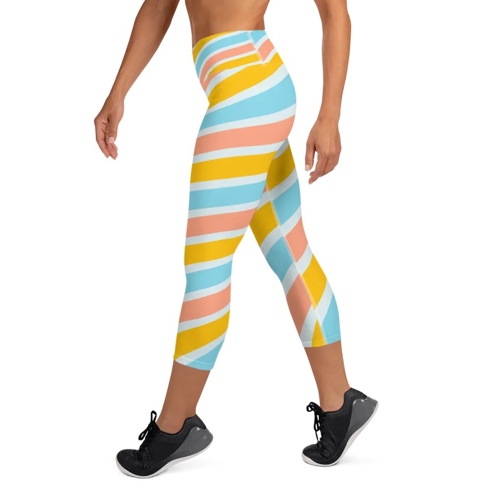 Cheerful Sorbet Stripes All-Over Print Capri Leggings product image (6)