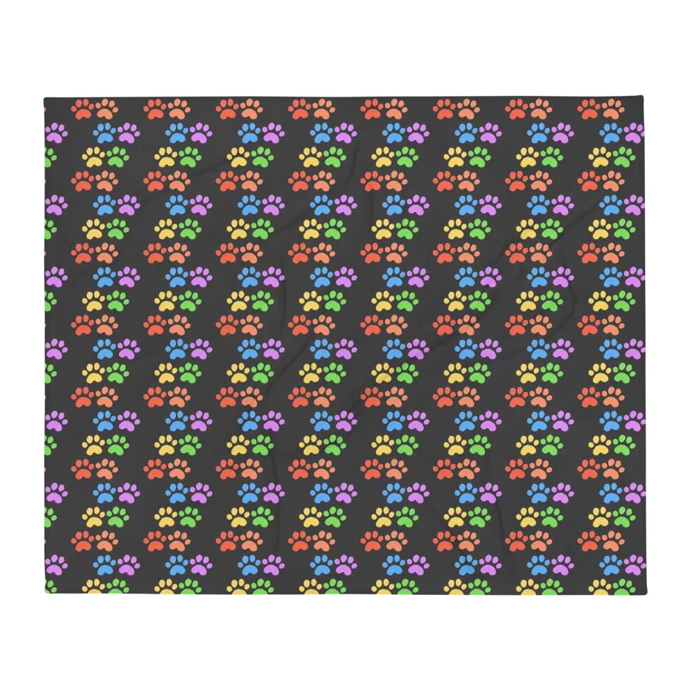 All Around Paw Prints Rainbow Throw Blanket product image (8)
