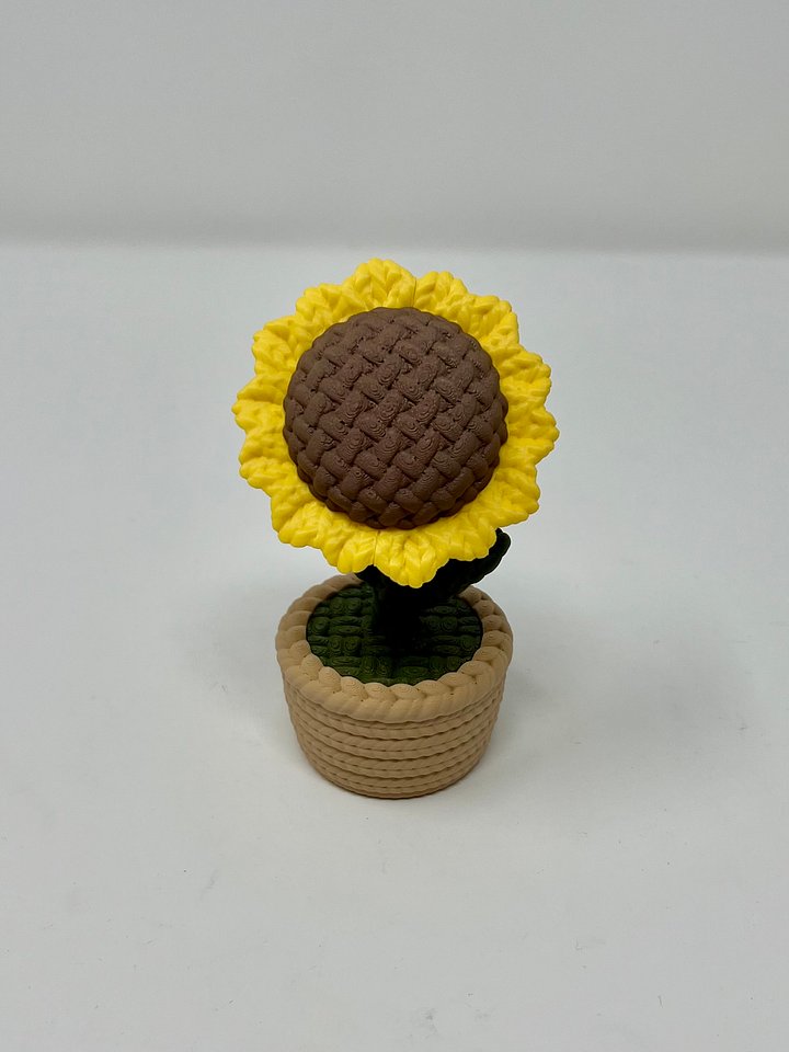 Knitted Sunflower with Storage (small) (3D Printed) product image (1)