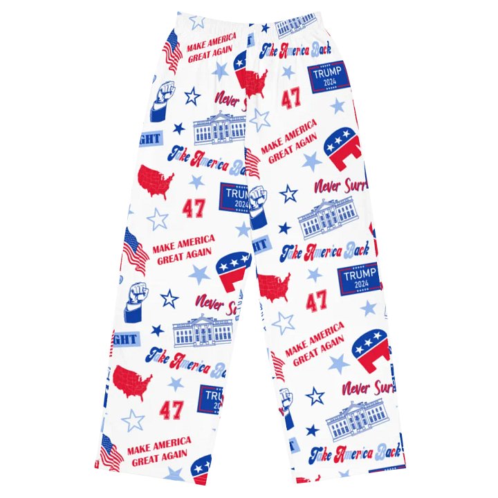 Trump 2024 Republican Patriot Make America Great Again White Pattern Unisex Pajama Pant product image (1)