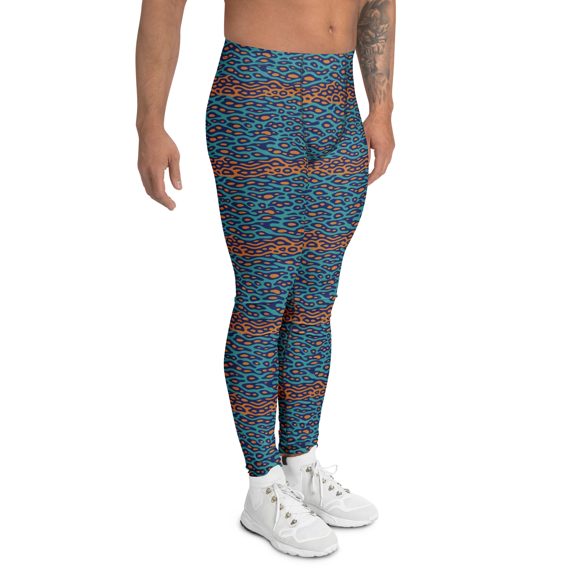 Wavy Organic Pattern Men's Compression Leggings product image (3)
