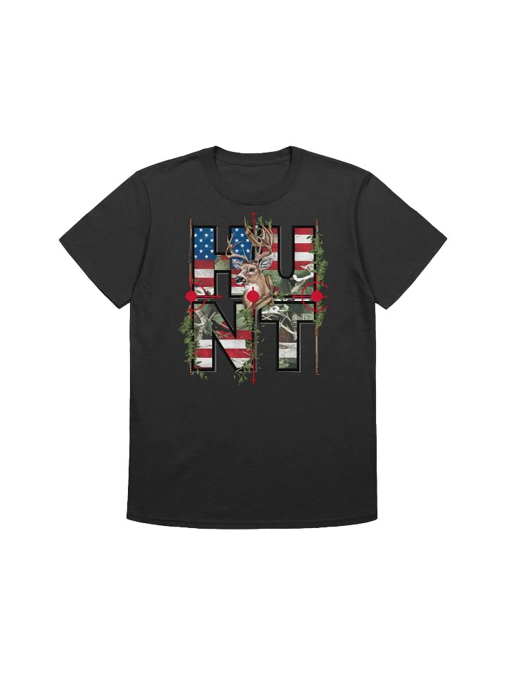 Patriotic Hunt - American Flag Deer Hunting Graphic T-Shirt product image (1)