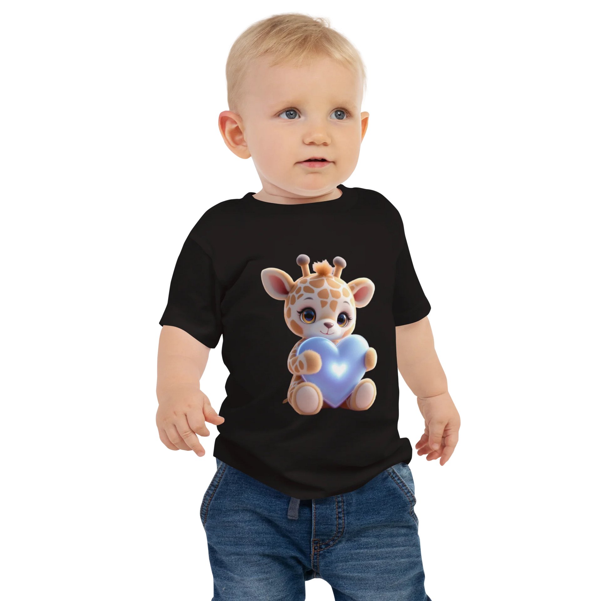 Glowing Heart Giraffe Baby Tee product image (1)