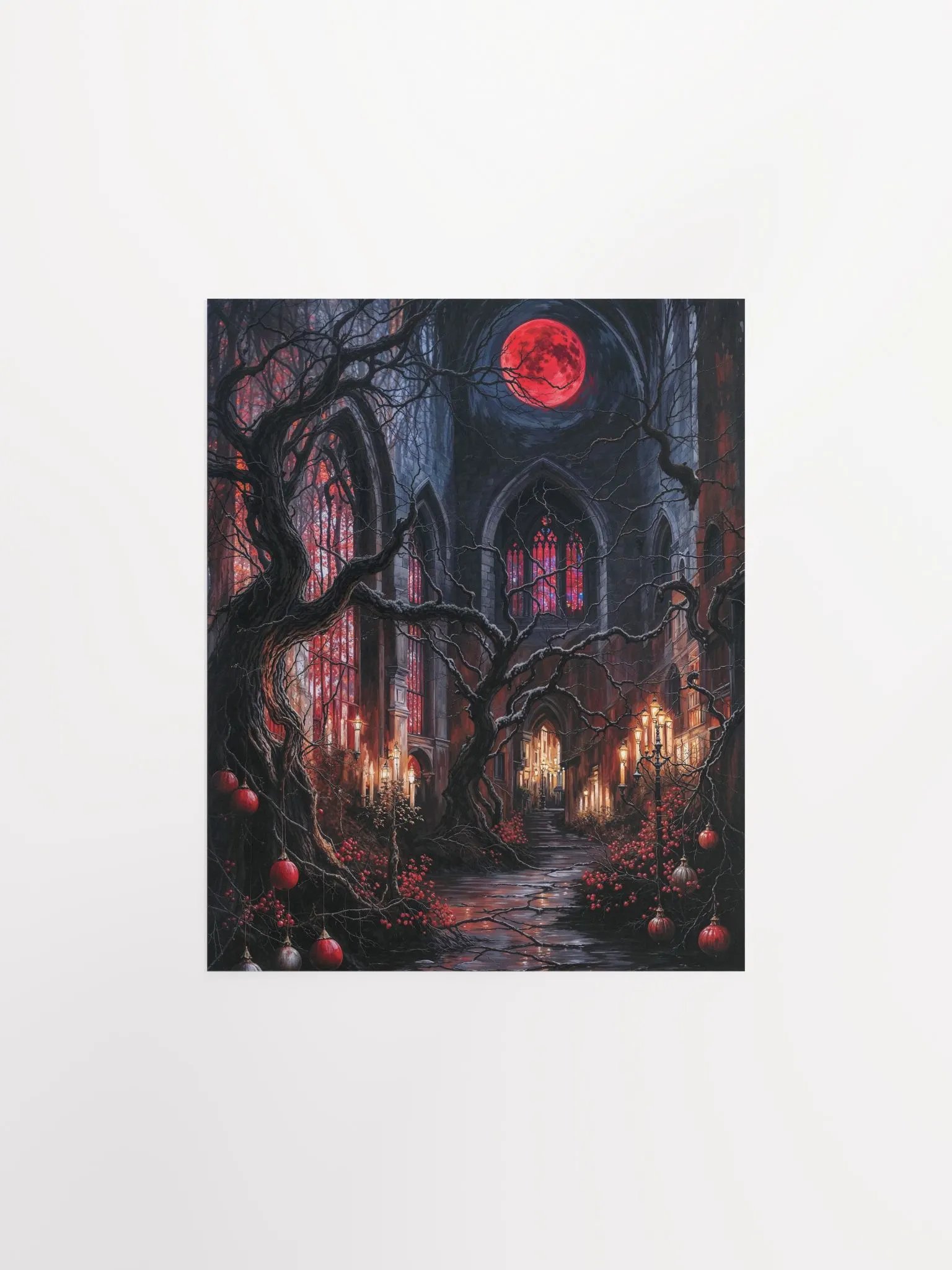 Crimson Moonlit Corridor Poster product image (6)