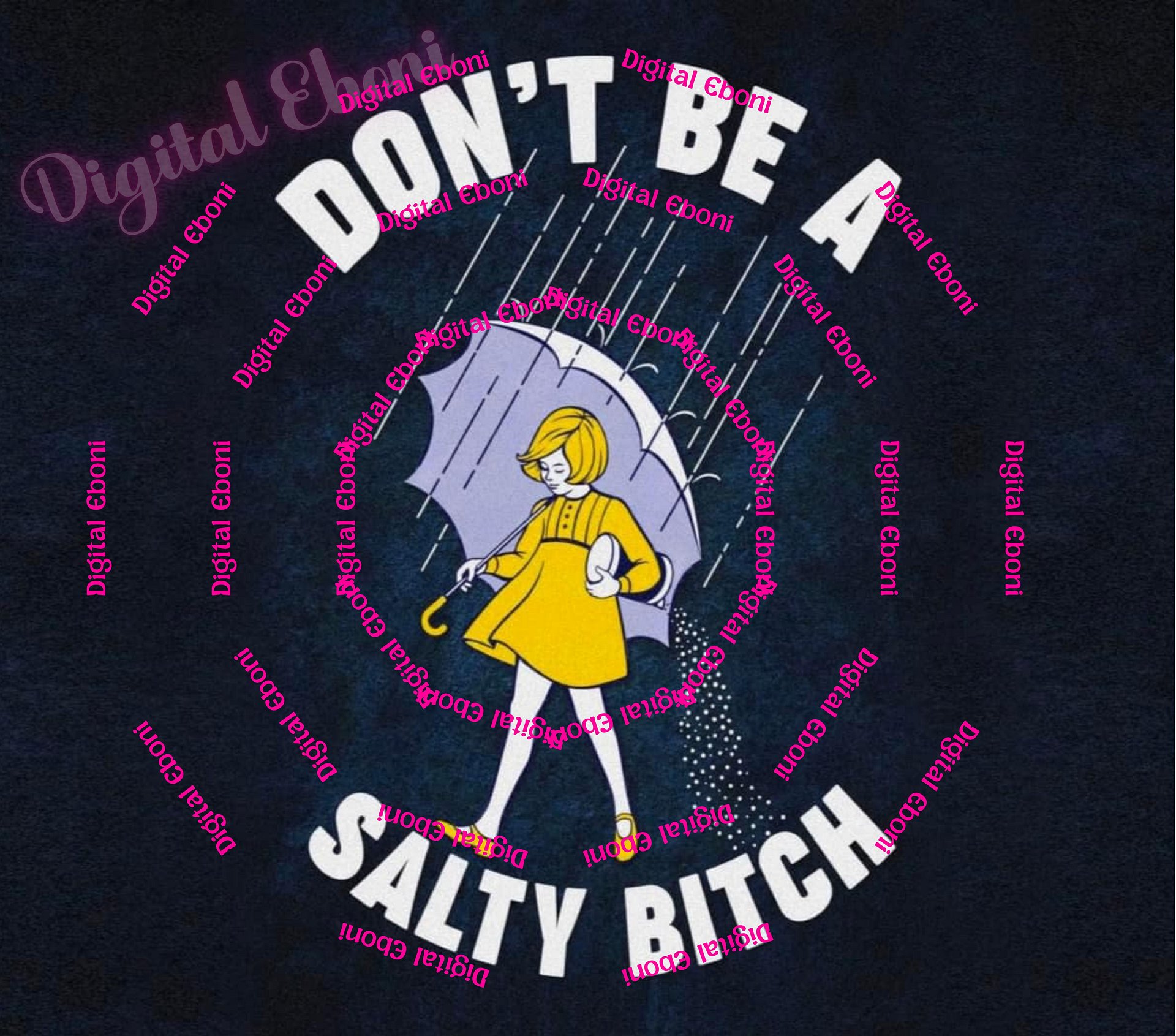 Funny Retro Salt Girl Tumbler Wrap - Don’t Be a Salty Bitch - 20oz PNG Sublimation Design for Digital Download, Humor Cup Wrap Printable product image (3)