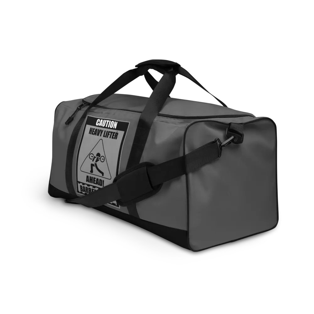 Caution Heavy Lifter Ahead-Barbell Zone Duffle Bag (Gray) product image (3)