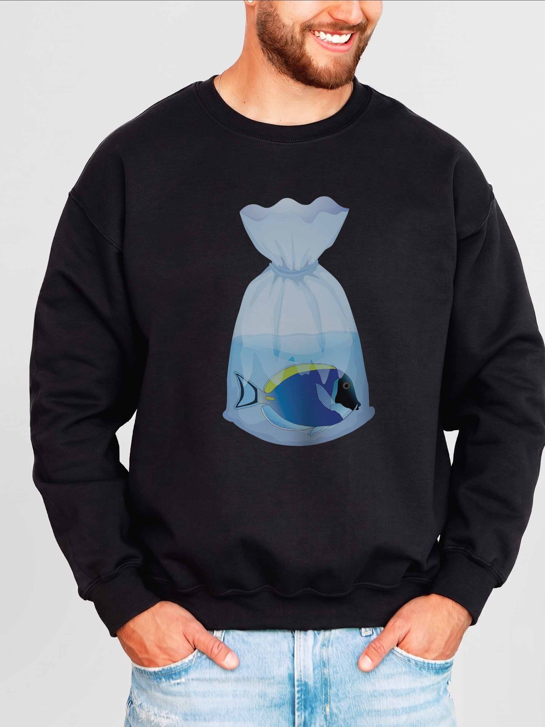 Powder Blue Tang Fish Bag Sweatshirt – Reef Tank Saltwater Aquarium Enthusiast Graphic Sweatshirt product image (2)