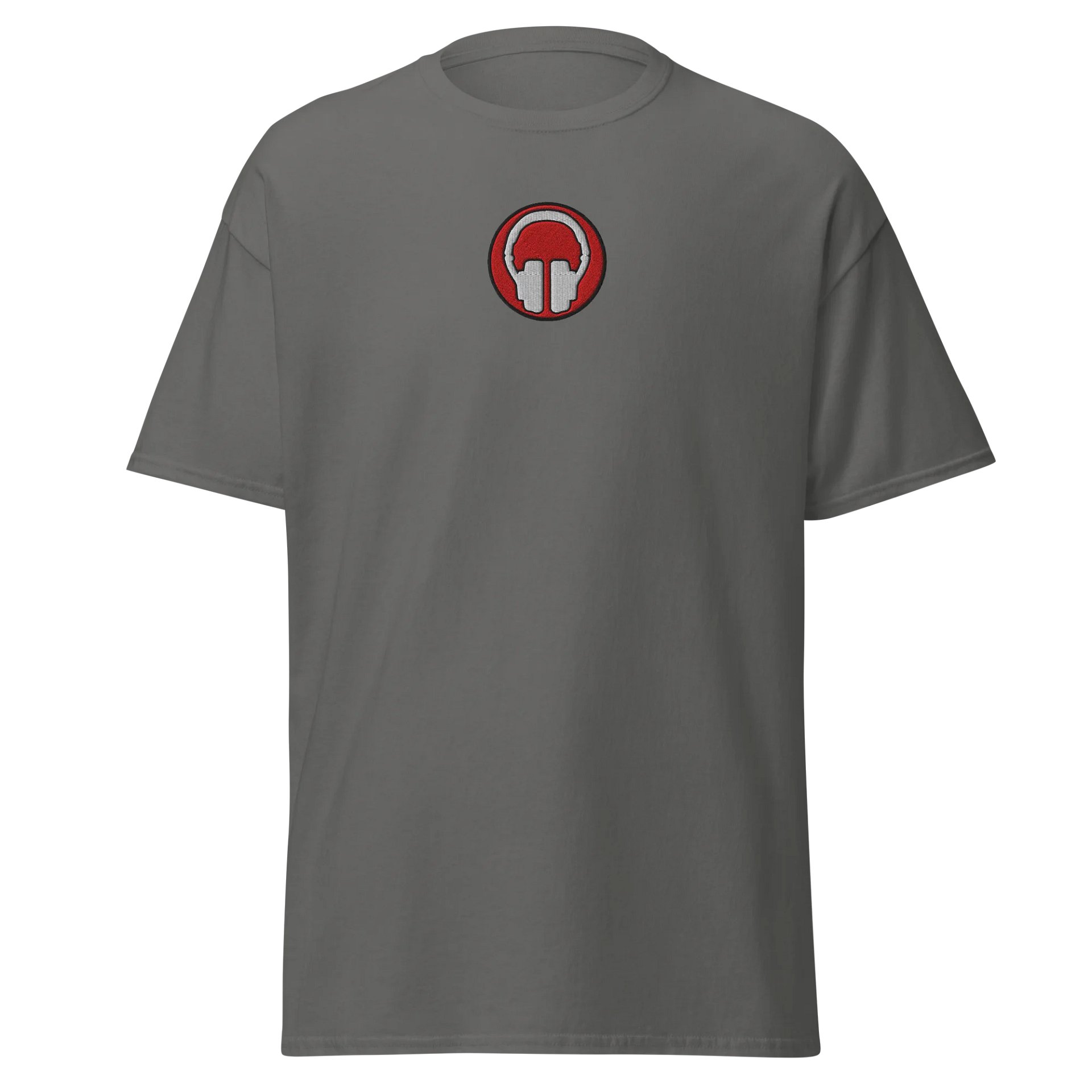 Front & Centre Headphones Embroidered Print Gildan Heavyweight T-Shirt product image (48)