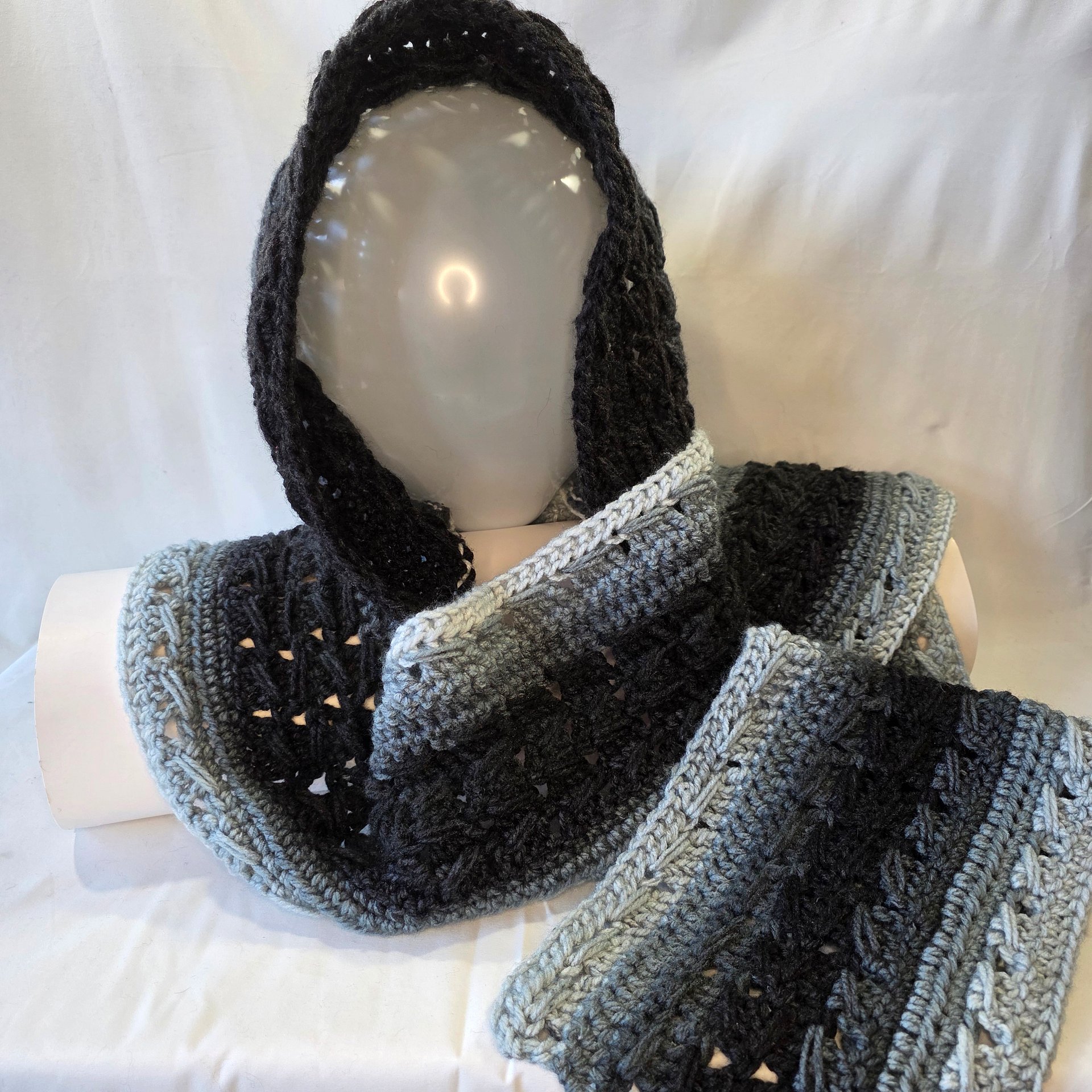 Crochet Hooded Scarf: Long Winter Scarf with attached Hood product image (1)