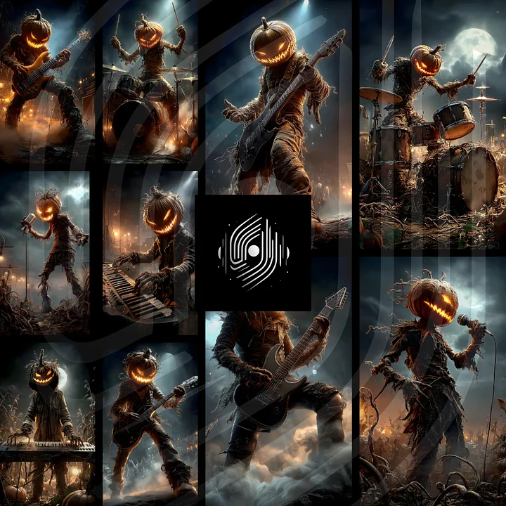 Halloween Pumpkin Musicians – Vertical Clips product image (1)