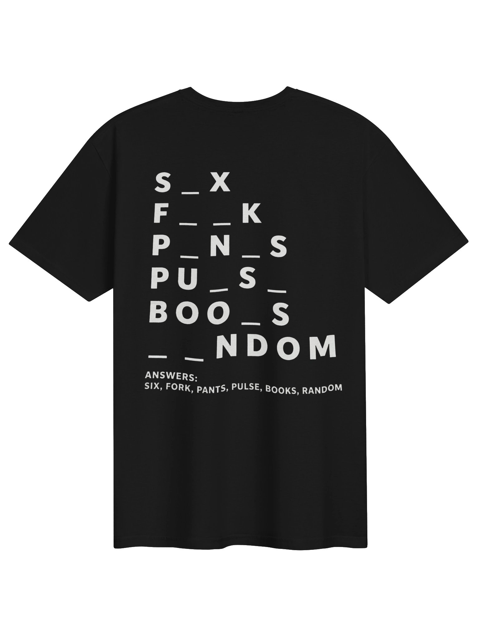 Can You Solve Them All? — Word Puzzle T-Shirt (SIX • FORK • PANTS • PULSE • BOOKS • RANDOM) product image (76)