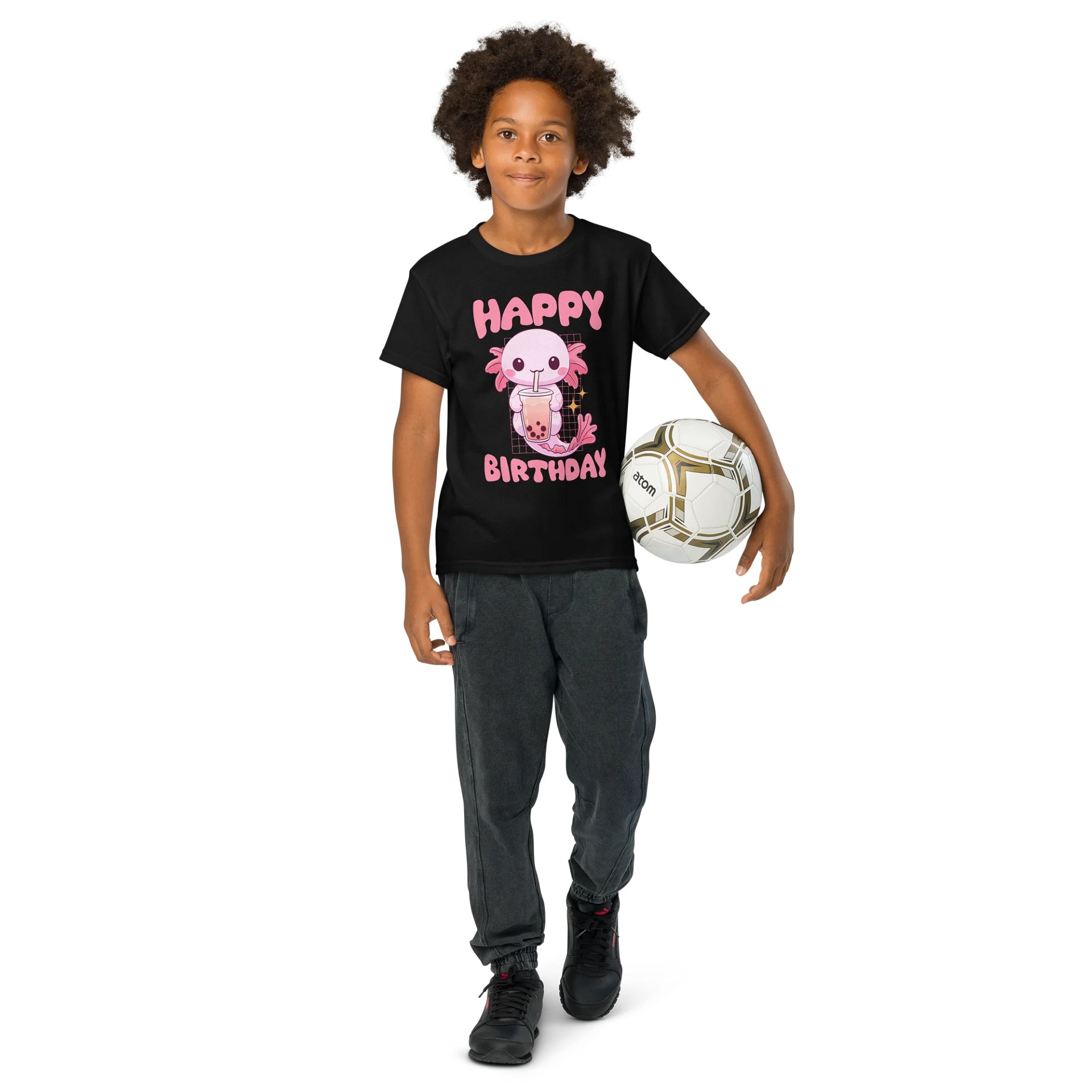 Happy Birthday (Axolotl Drinking Bubble Tea) T-Shirt For Kids product image (8)