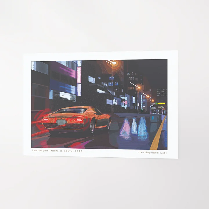 "Lamborghini Miura in Tokyo" Original Artwork Print product image (2)