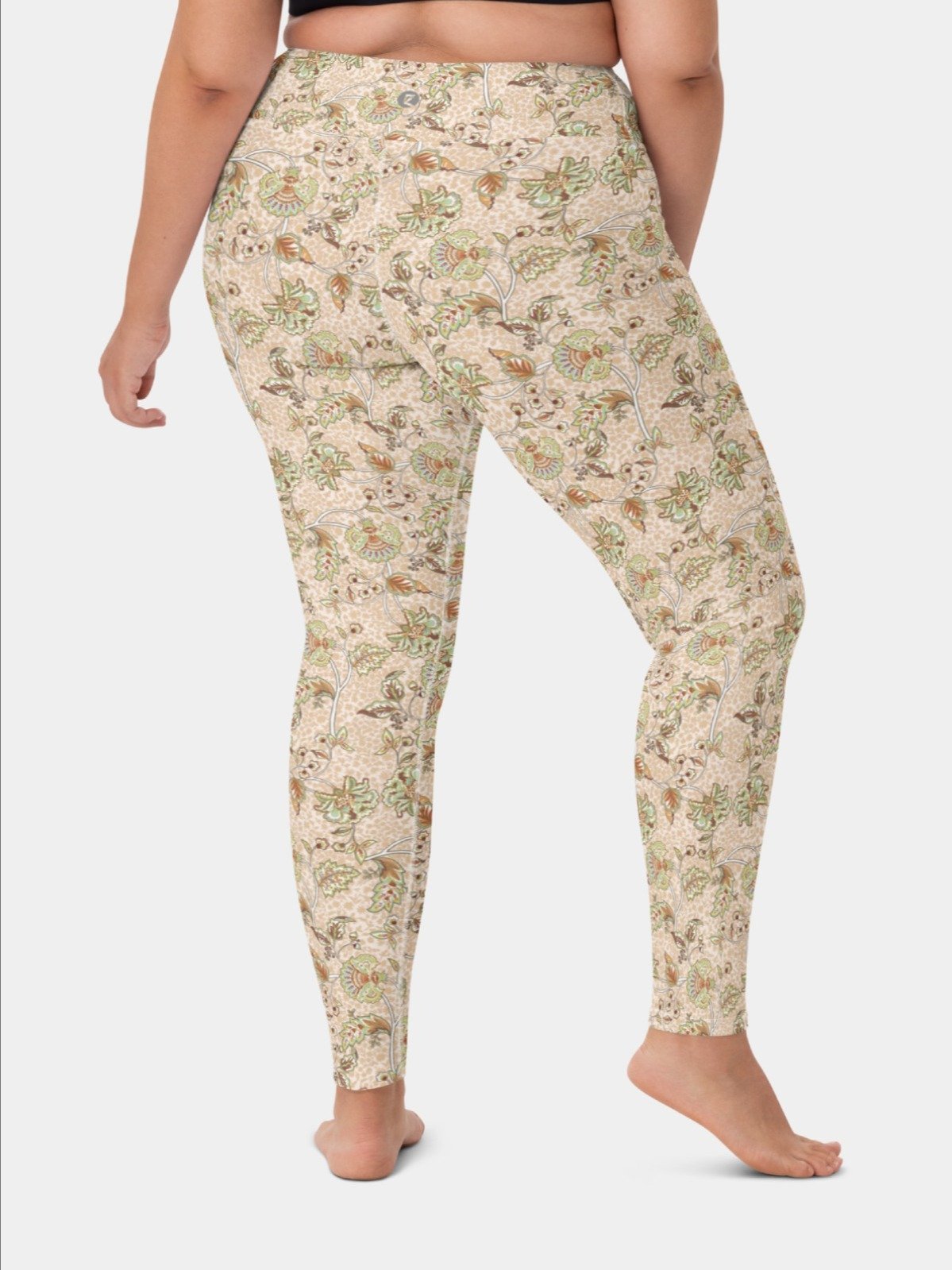 High-Waisted Leggings "Elegant Neutral Beige Chintz" product image (8)
