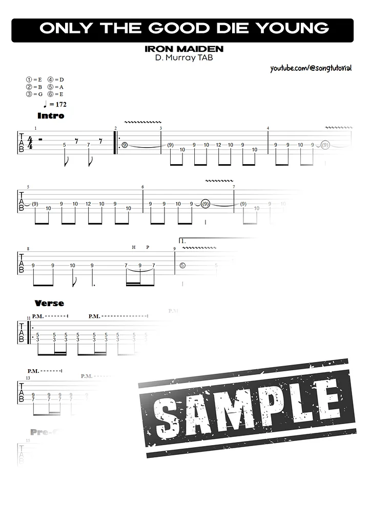 Only The Good Die Young | PDF Tab + Guitar Pro | Iron Maiden product image (2)