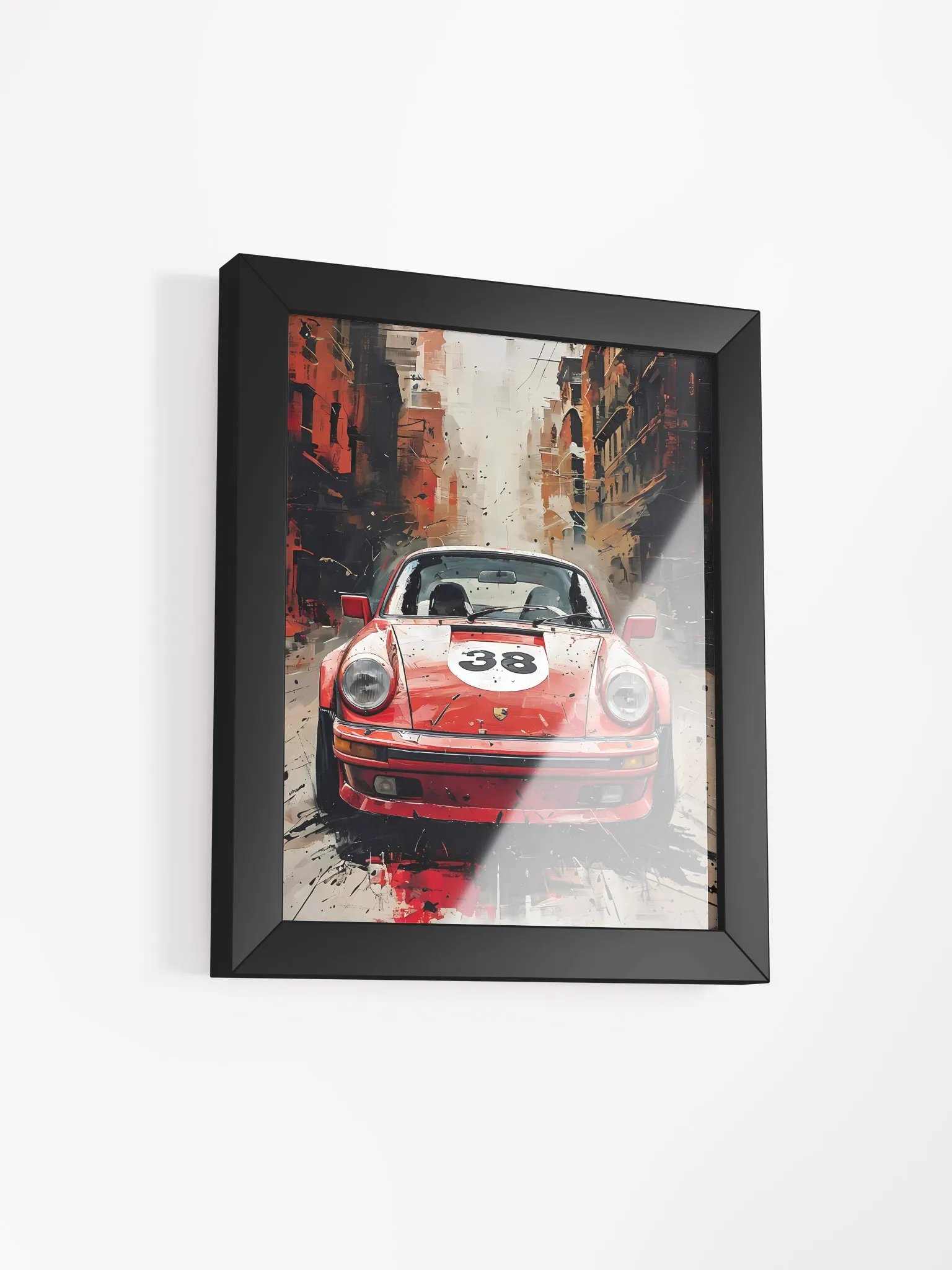 Dynamic Red Sports Car Splash-Paint Poster product image (3)