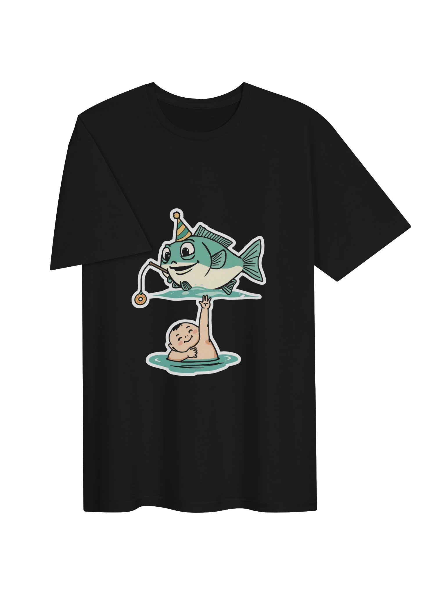 Funny Fishing Shirts – Fish Fishing for a Human With a Donut product image (3)