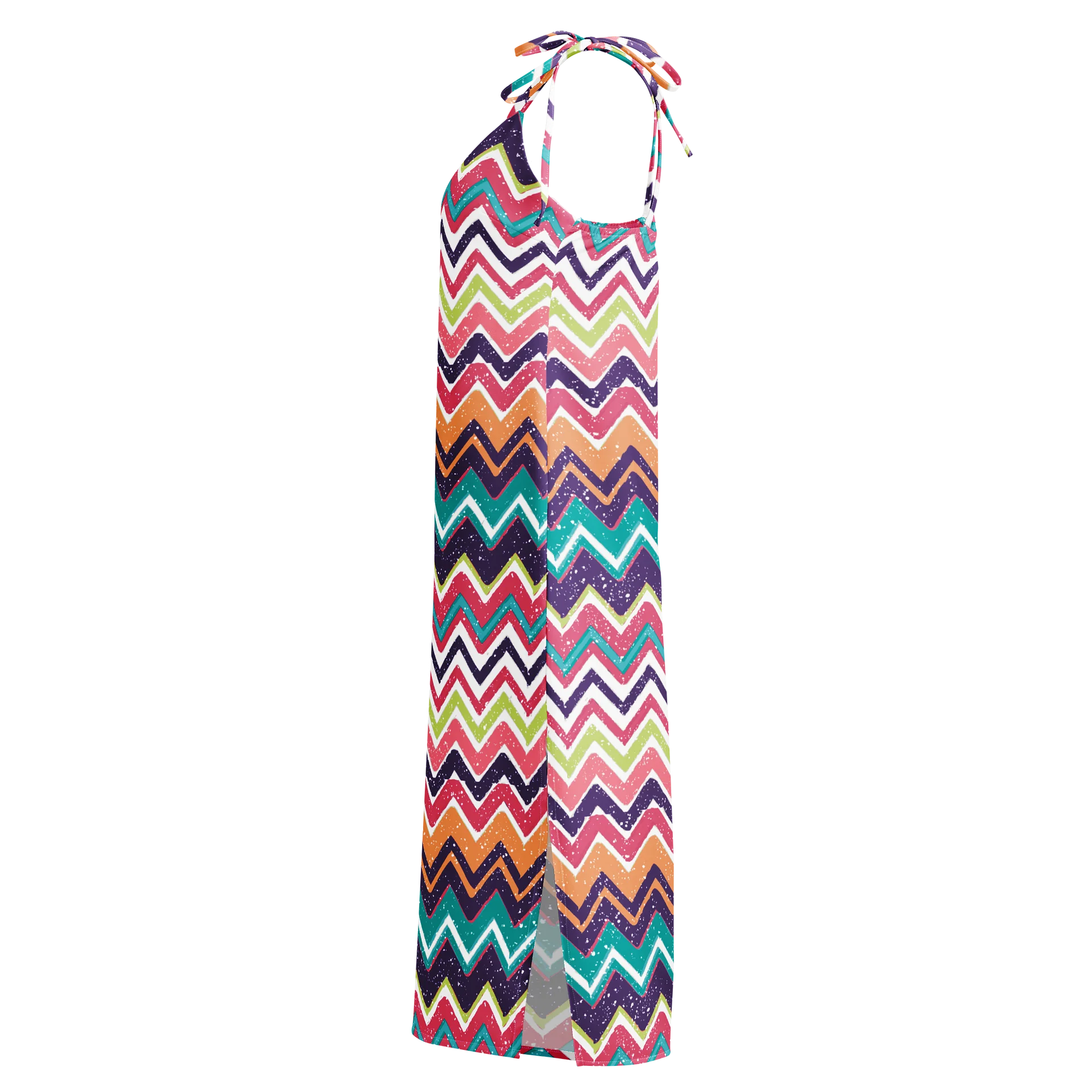 Colorful Chevron Tie-Strap Midi Slip Dress product image (3)