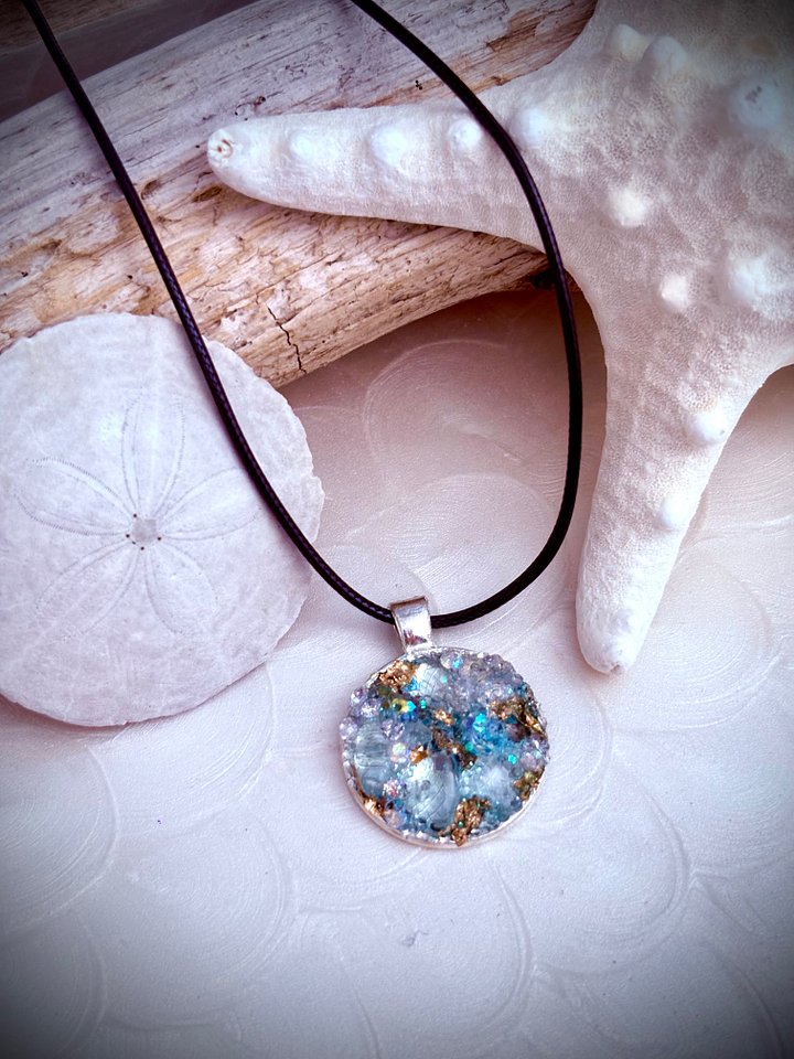 MFD-00225 | Mixed Metal Horizon Sea Glass Pendant Necklace | Handmade Bead & Sea Glass Art | Coastal Charm Jewelry by Monique Faella Designs™ product image (2)