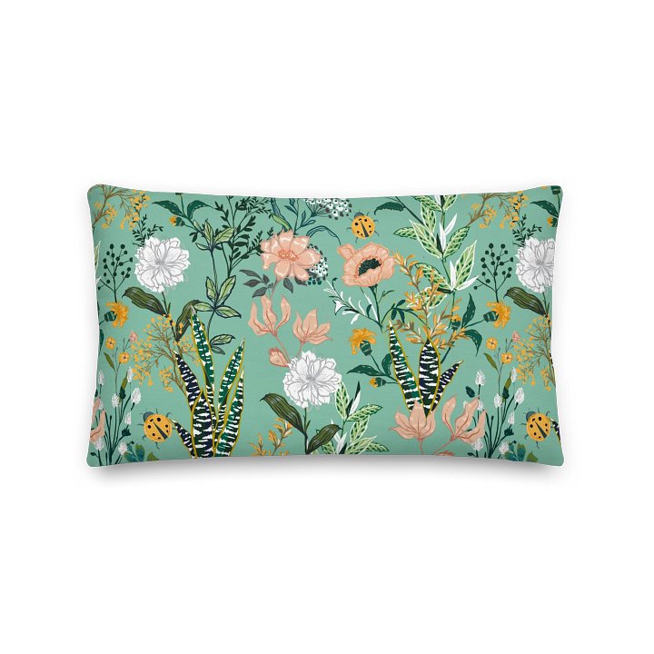 Green Garden Bloom Throw Pillow product image (1)