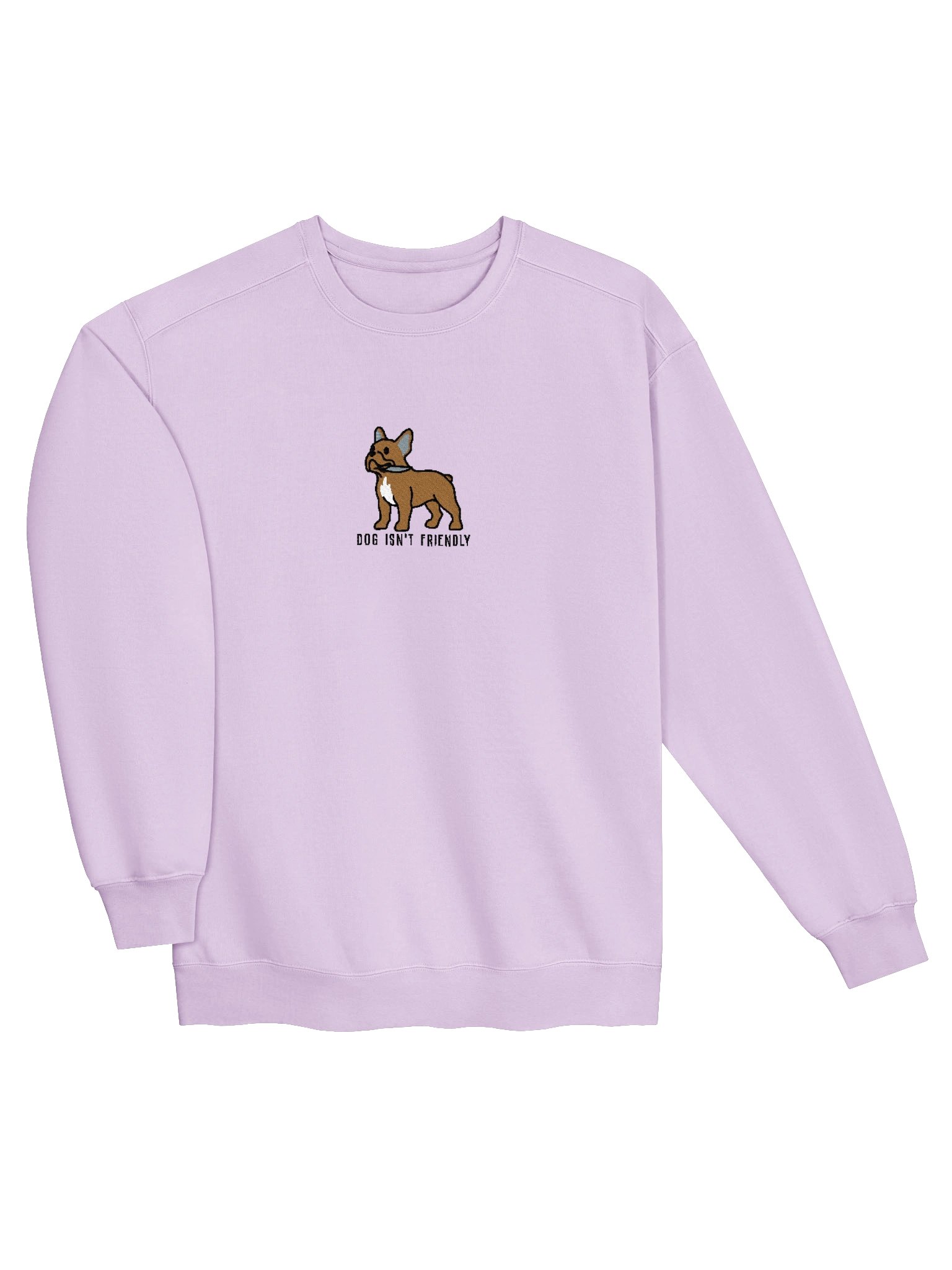 Dog Isn't Friendly Funny Chibi-Style Embroidered Premium Sweatshirt for French Bulldog(Tan) Owners product image (35)