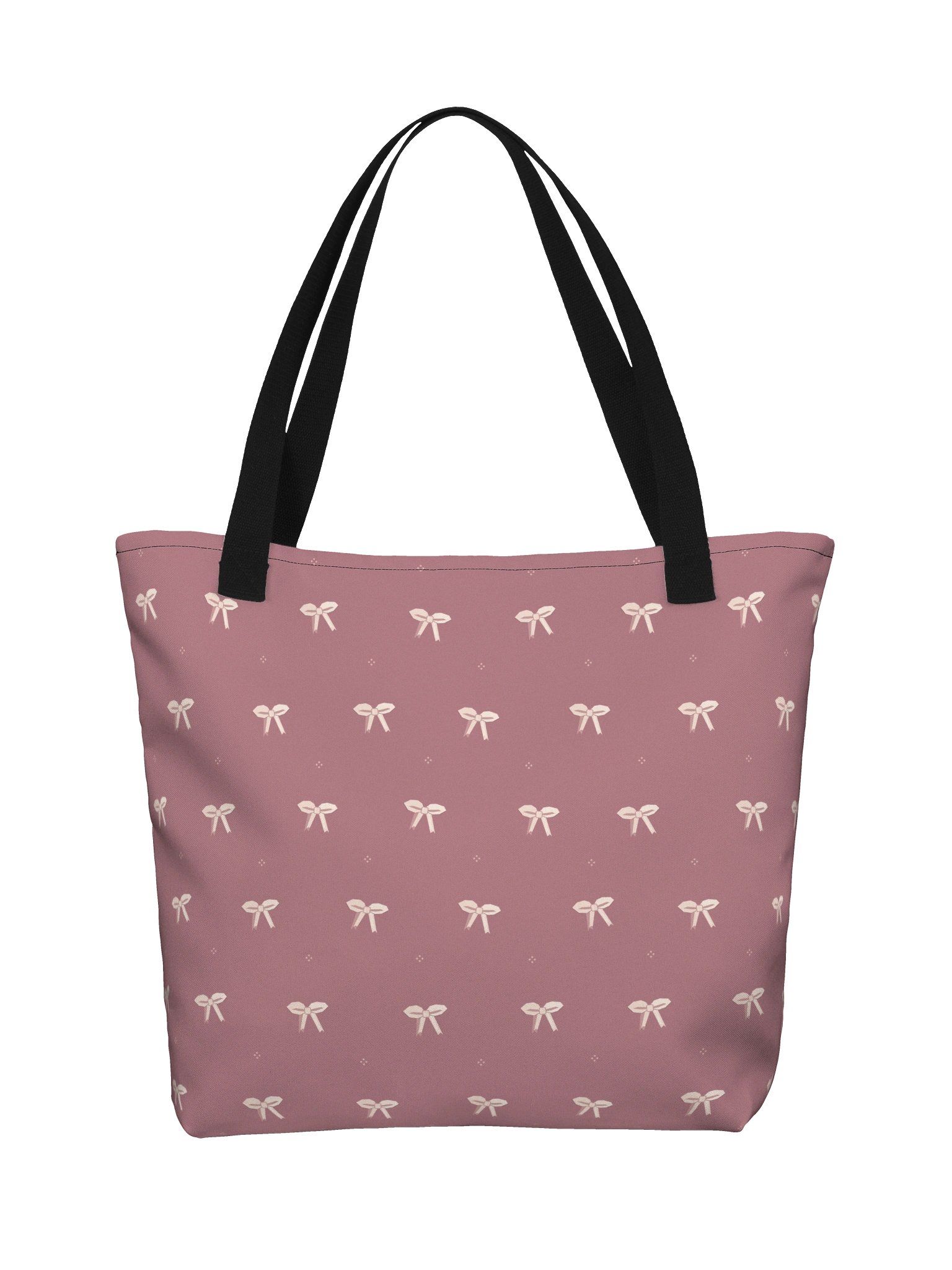 Blush & Bows Large Tote Bag – Dusty Pink Coquette Bow Print Shoulder Bag with Pocket product image (1)