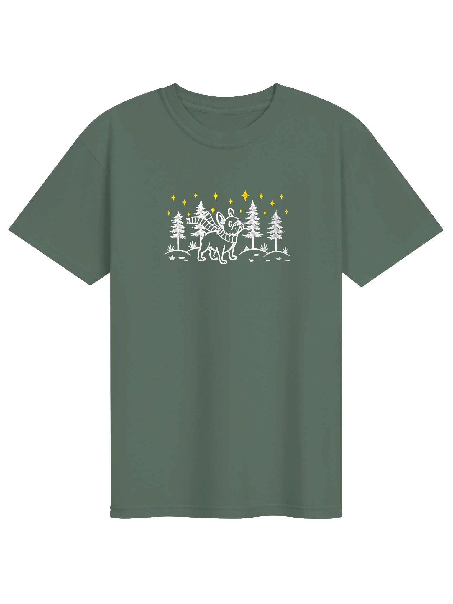 French Bulldog Winter/Christmas Line Art Design Embroidered T-Shirt product image (9)