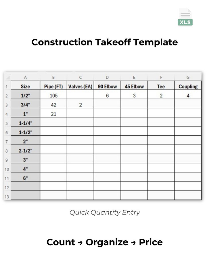 Construction Takeoff Template (Free Excel Tool) product image (1)