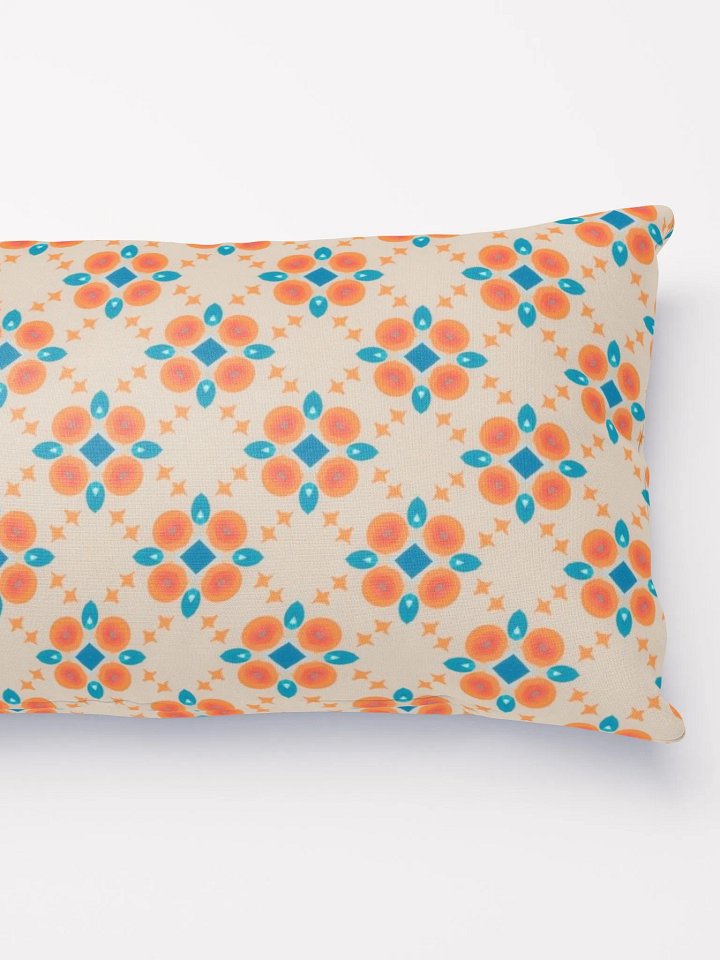 Cream Orange & Blue Diamond Floral Pillow product image (2)