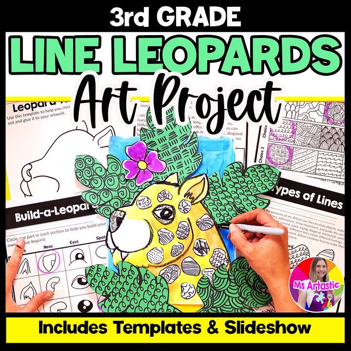 Line Art Lesson Types of Lines Leopard Art Project Line Art Activity product image (1)
