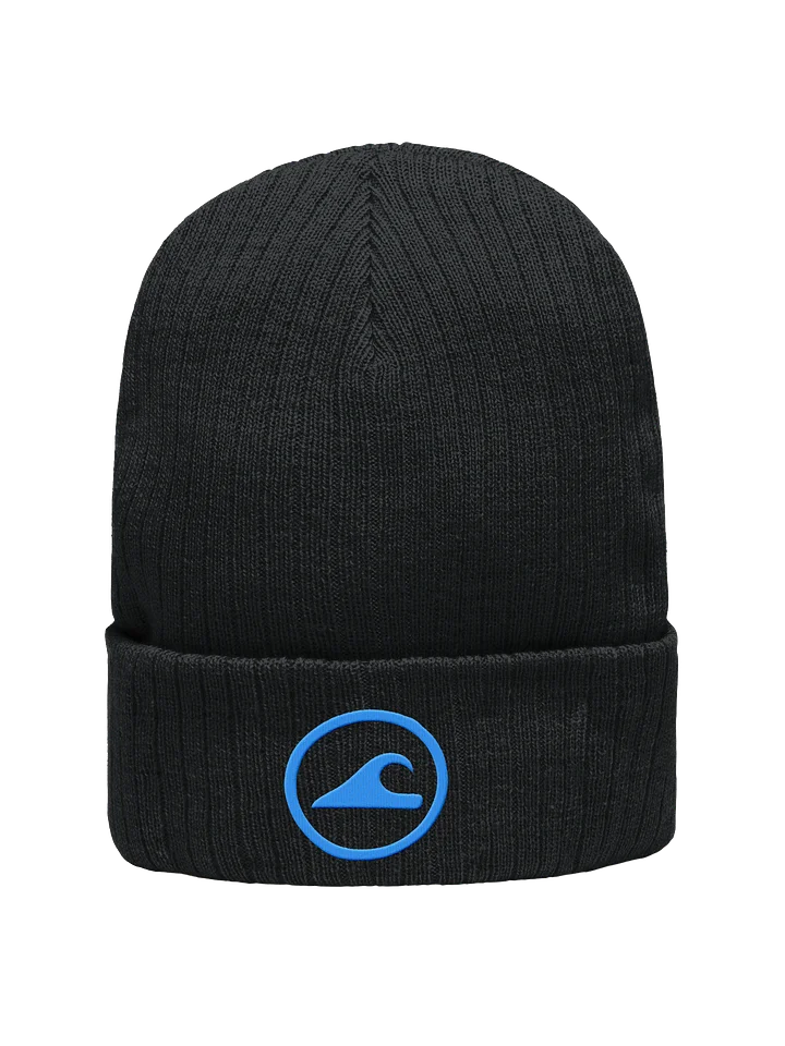 Embroidered Wave Rider Atlantis Ribbed Knit Beanie (Aqua) product image (1)
