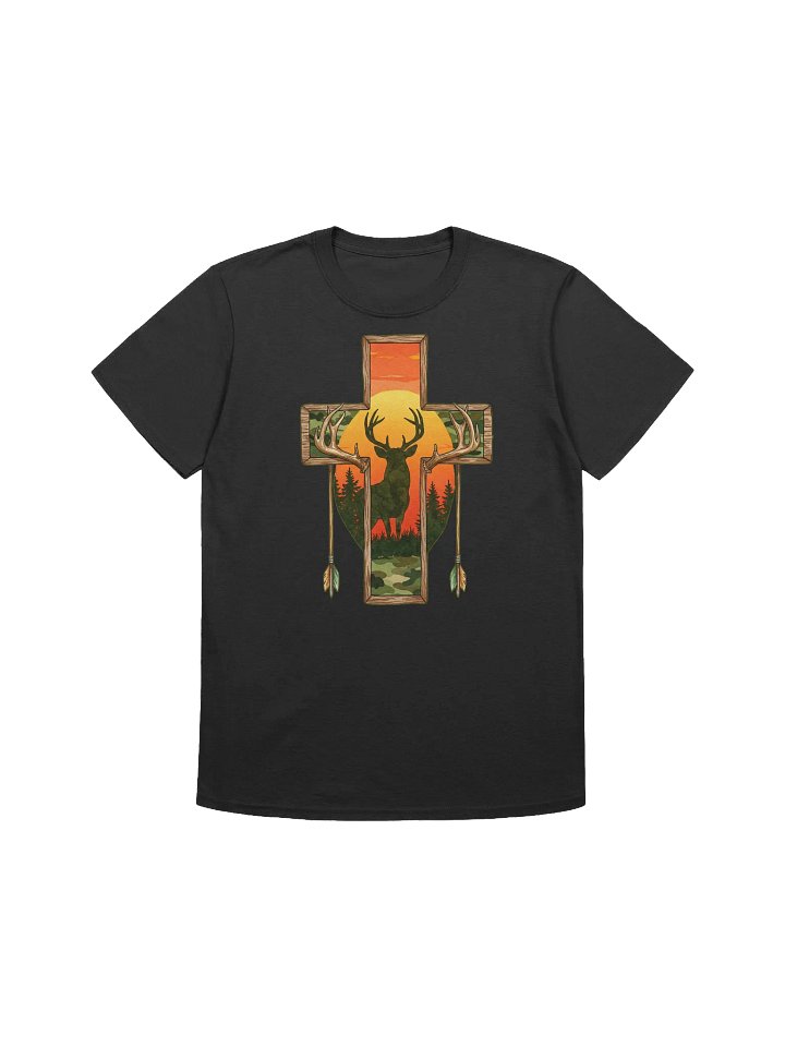 Hunting - Christian Hunter - Deer Cross Sunset Graphic T-Shirt product image (5)