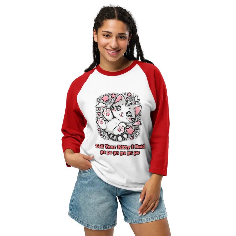 pspsps Kitty Baseball Style Tee - Light Torso Colors product image (85)