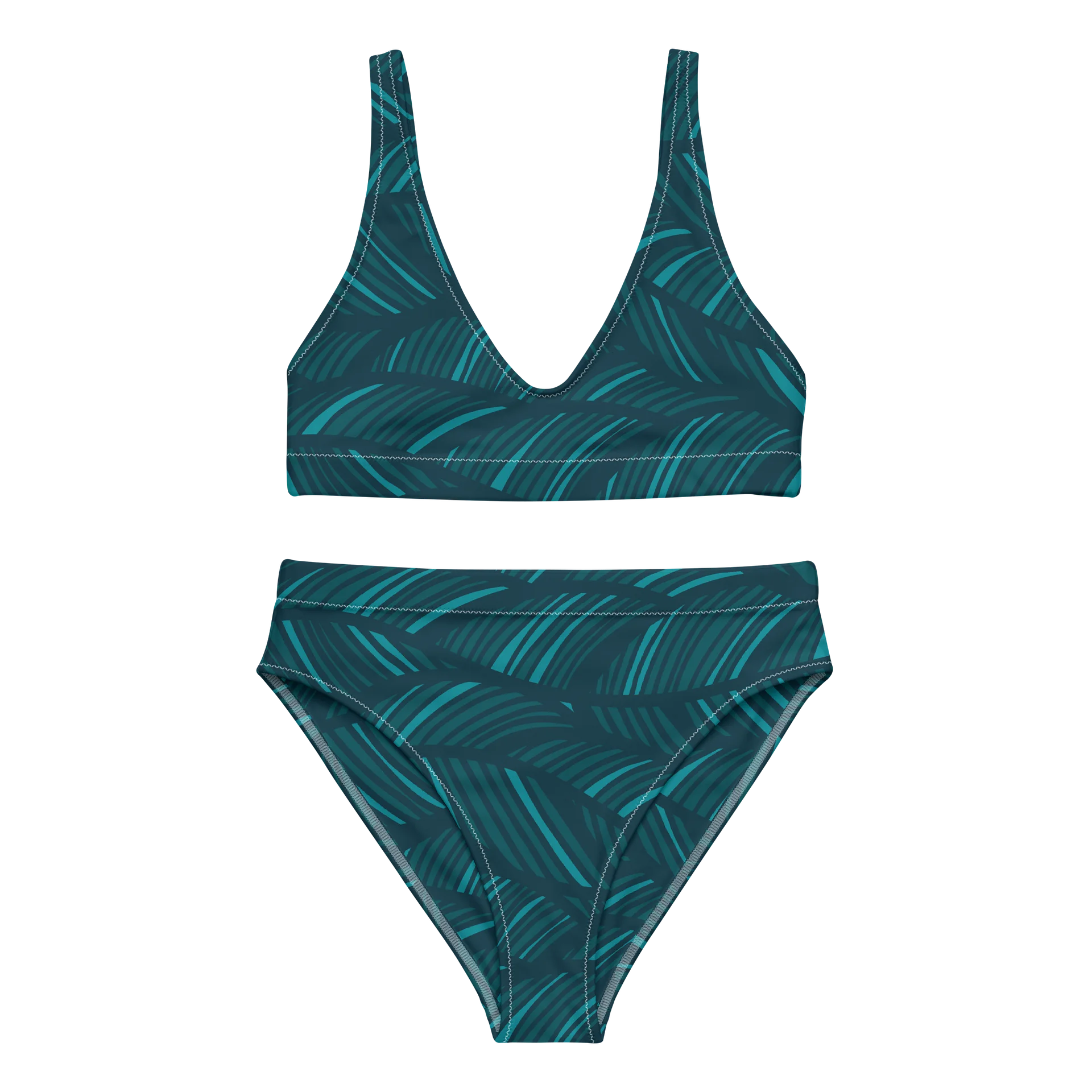 His House Womens High Waisted Bikini Set - Shadow Leaf product image (5)