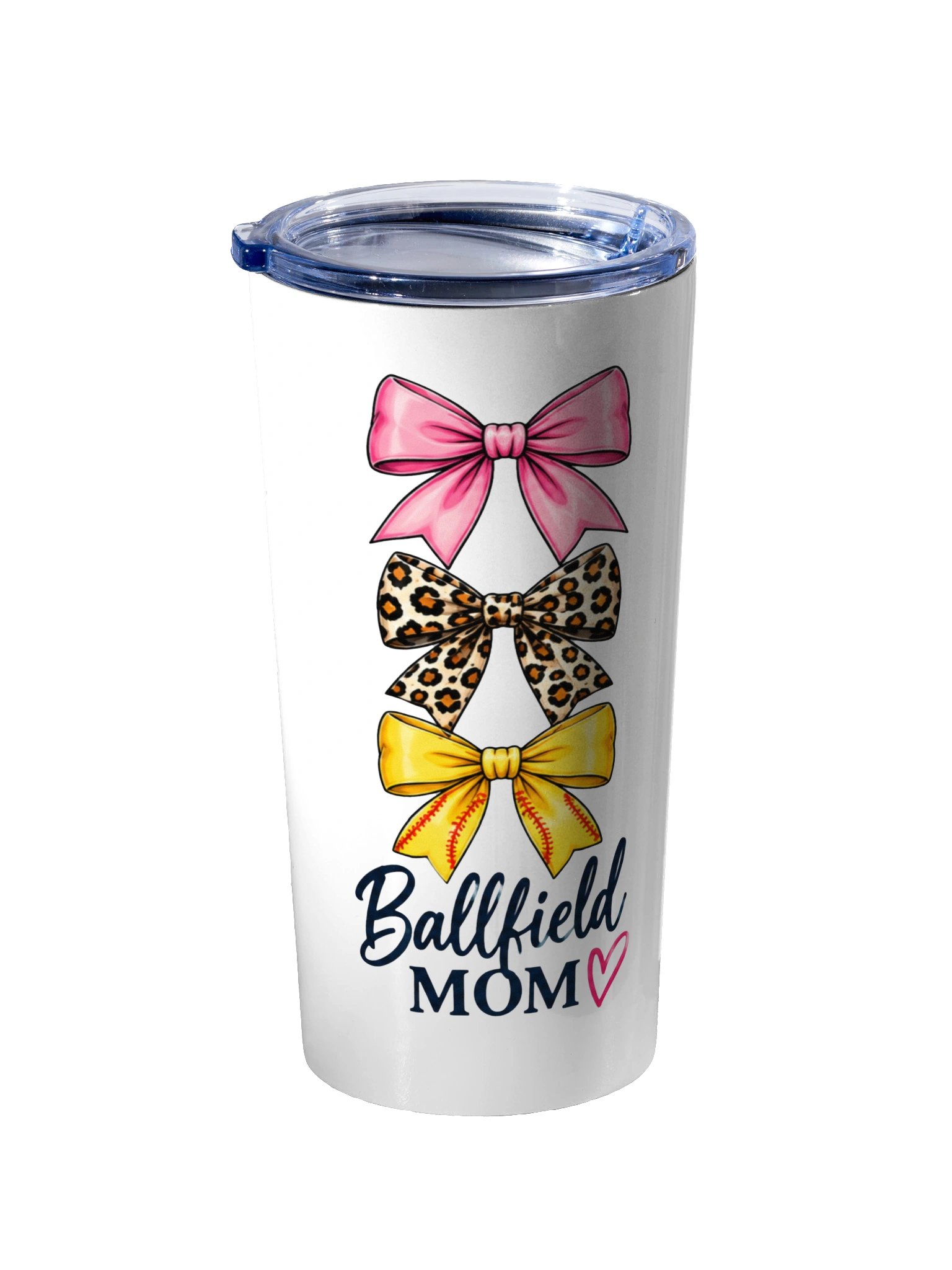 Ballfield Bows Tumbler | 20oz Coquette Bow Softball Mom Cup product image (2)