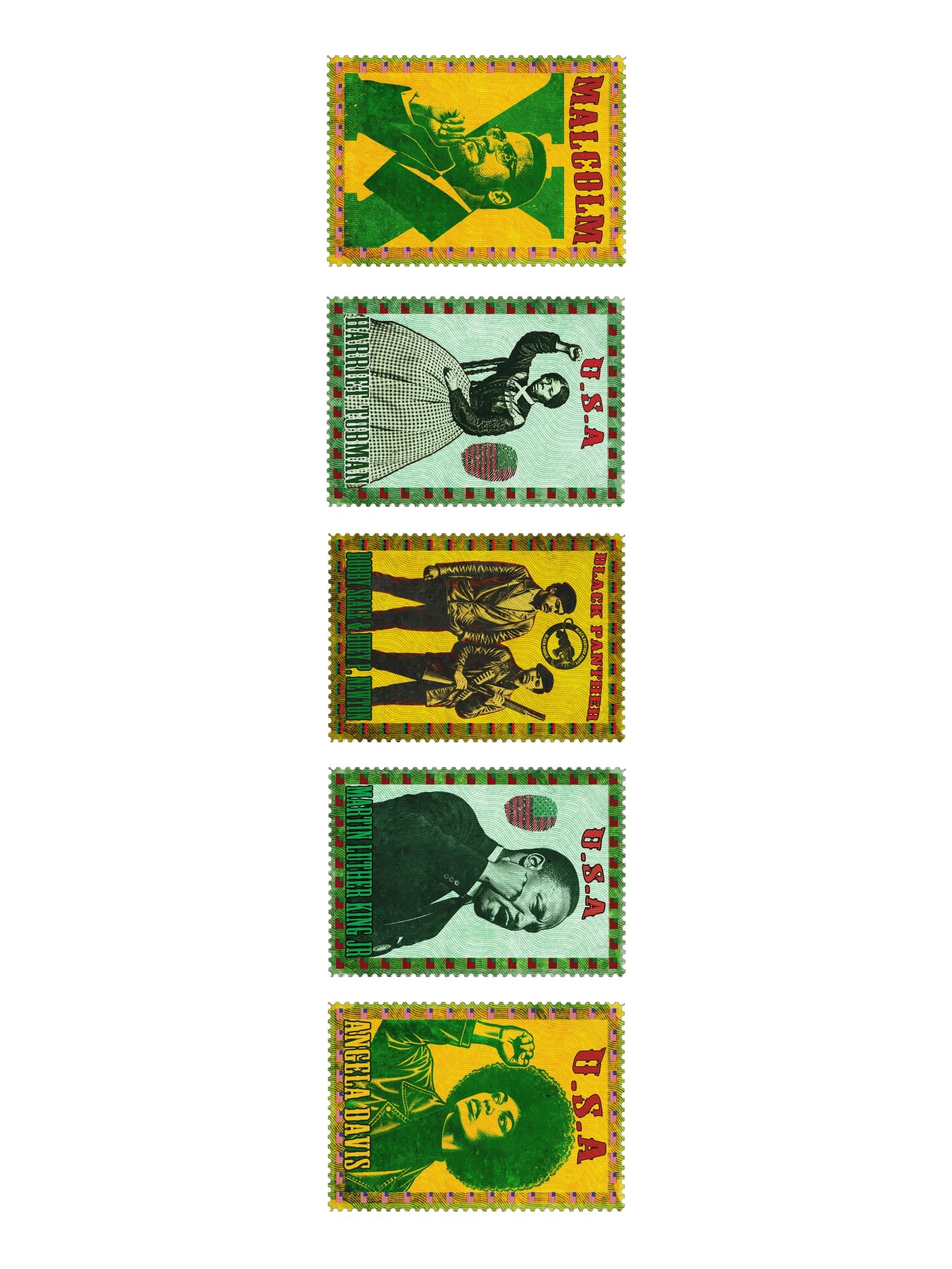 Black History Sticker Set: Vintage Stamp - Malcolm X, Tubman, MLK, Davis product image (5)